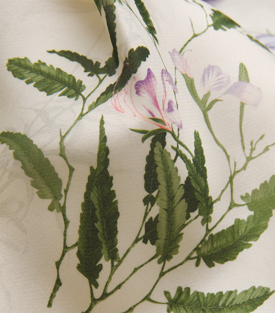 Multi Silk Gazar Floral Gown and Bolero