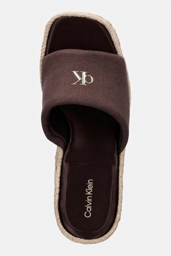 Calvin Klein Kadın Wedge Espad 70 Canvas Eğik Platform Terlik
