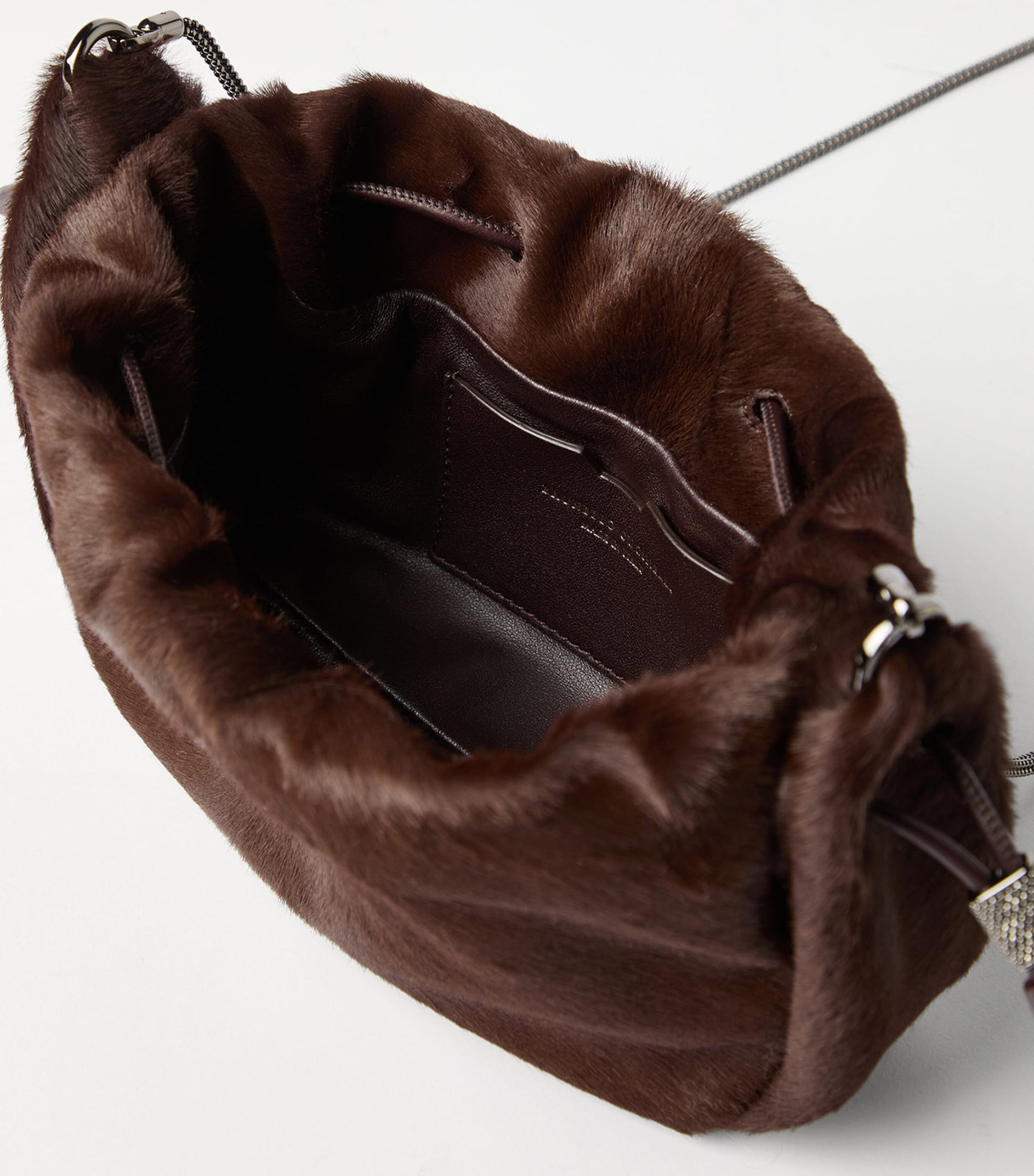 Brunello Cucinelli Brown Mini Calf Hair Mellow Bucket Bag