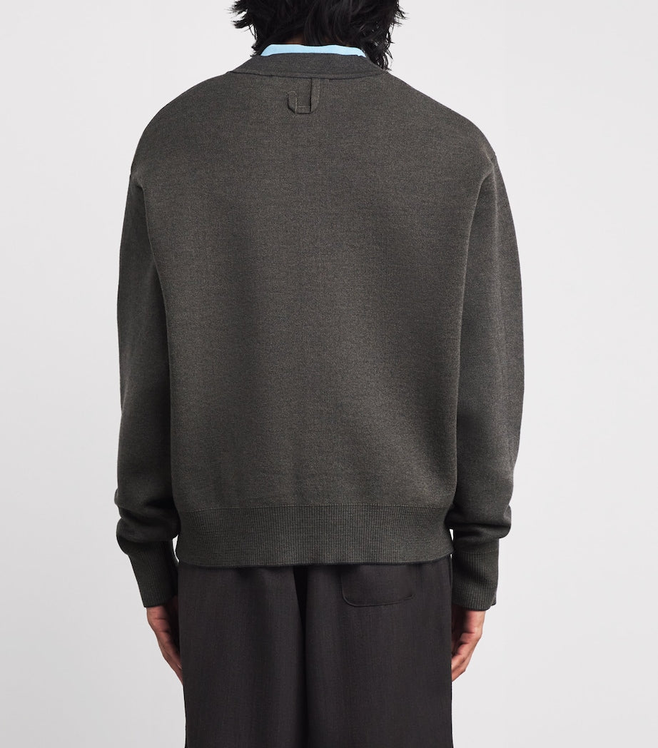 Beige Merino-Blend Doppio Cardigan