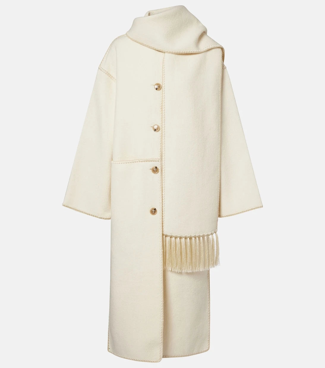 Toteme - Fringed embroidered wool scarf coat