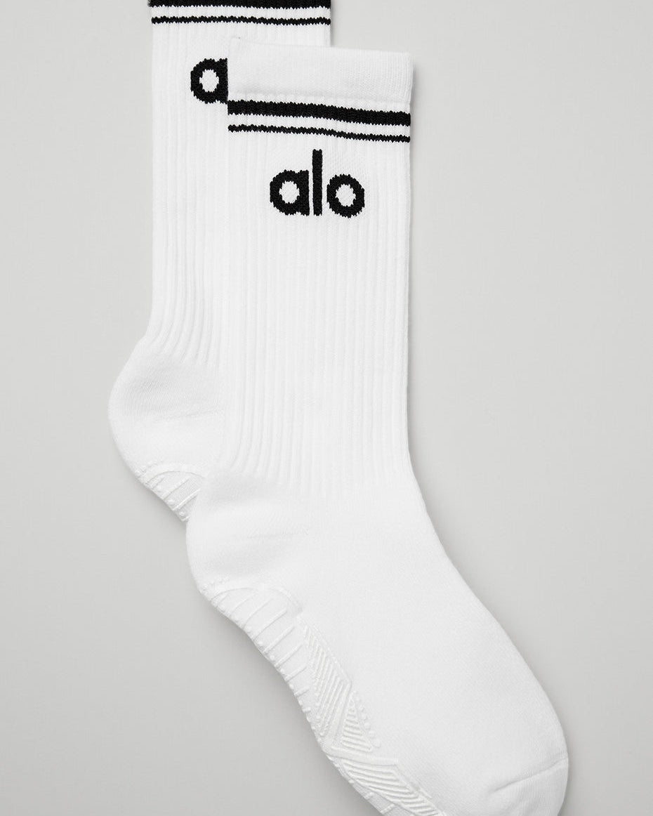 Women's Throwback Barre Sock - White/Black