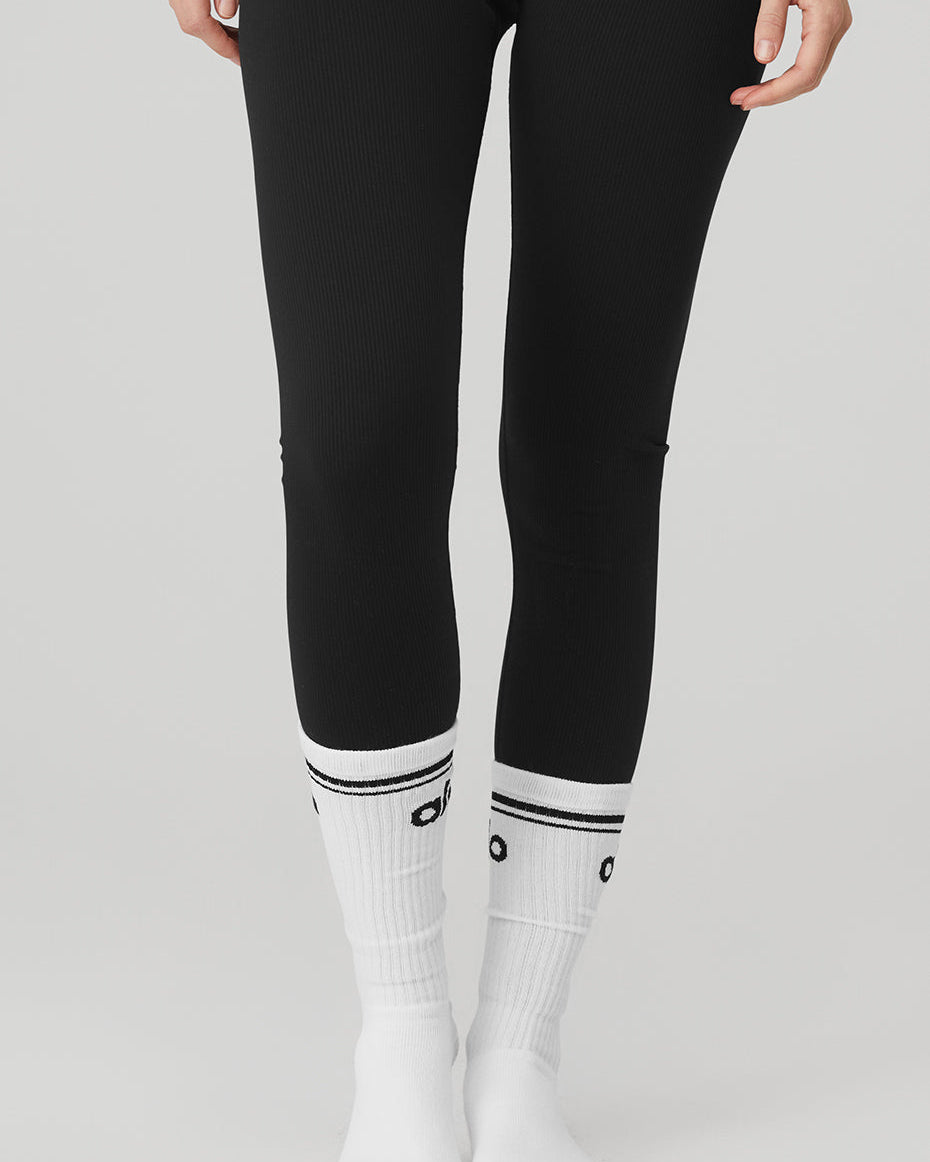 Women's Throwback Barre Sock - White/Black