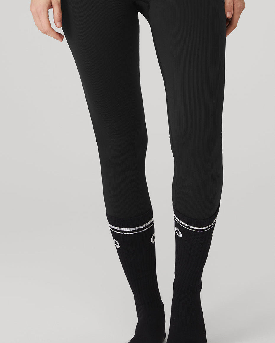 Women's Throwback Barre Sock - Black/White