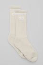 Unisex Throwback Sock - Bone/White