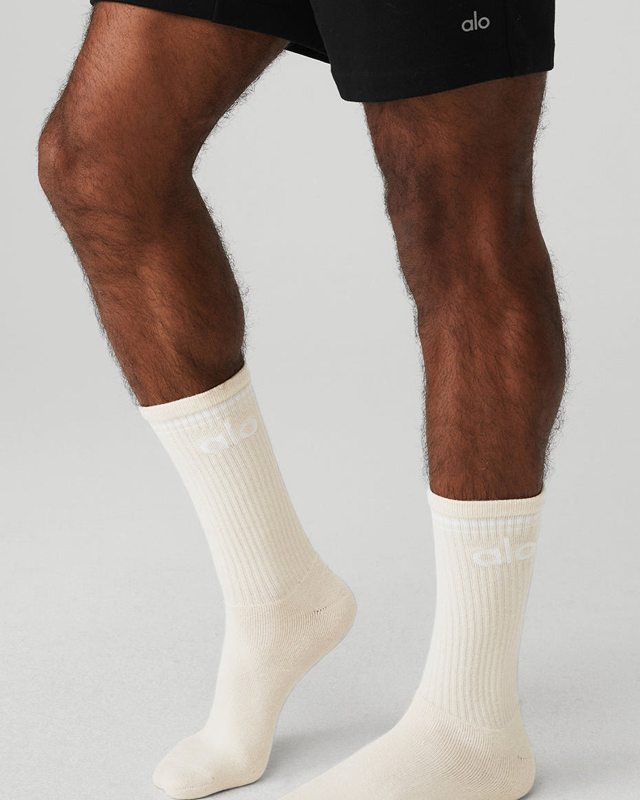 Unisex Throwback Sock - Bone/White