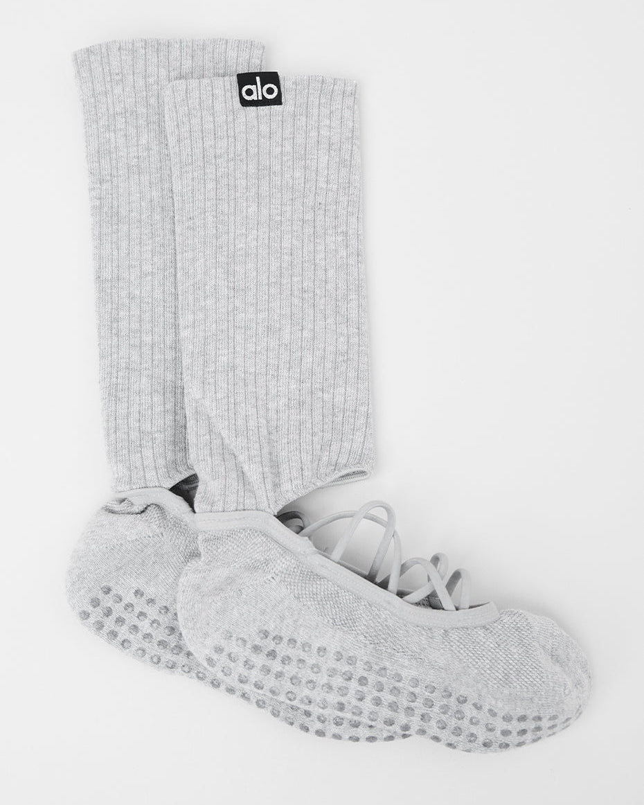Women's Strappy Siren Grip Sock - Athletic Heather Grey