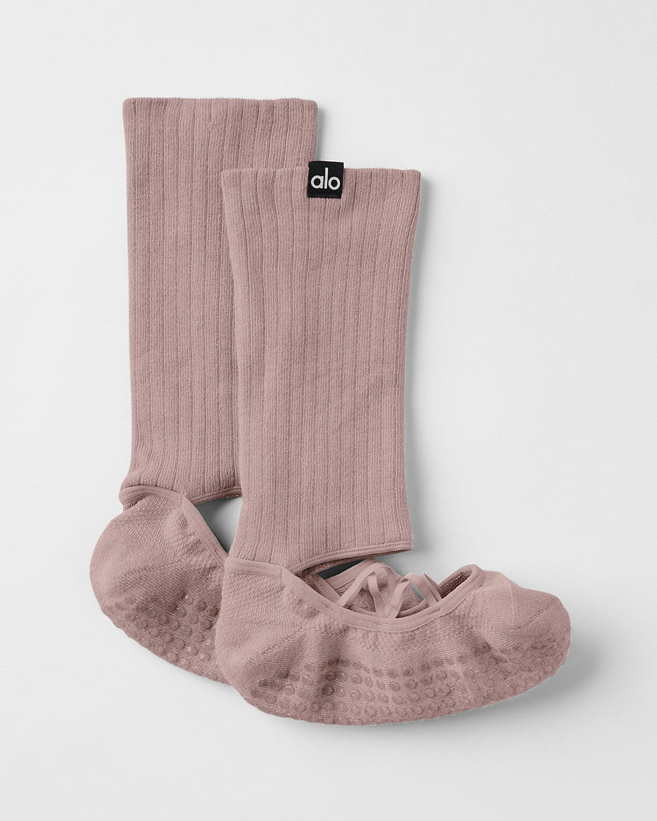 Women's Strappy Siren Grip Sock - Taupe