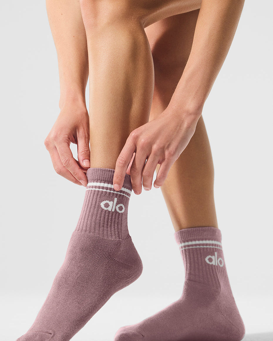 Unisex Half-Crew Throwback Sock - Smoky Quartz/White