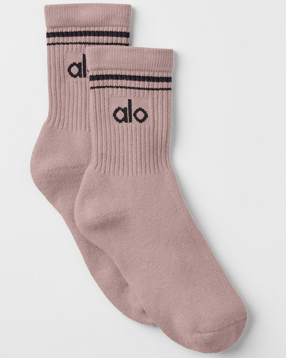 Unisex Half-Crew Throwback Sock - Taupe/Black