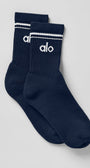 Unisex Half-Crew Throwback Sock - Navy/White