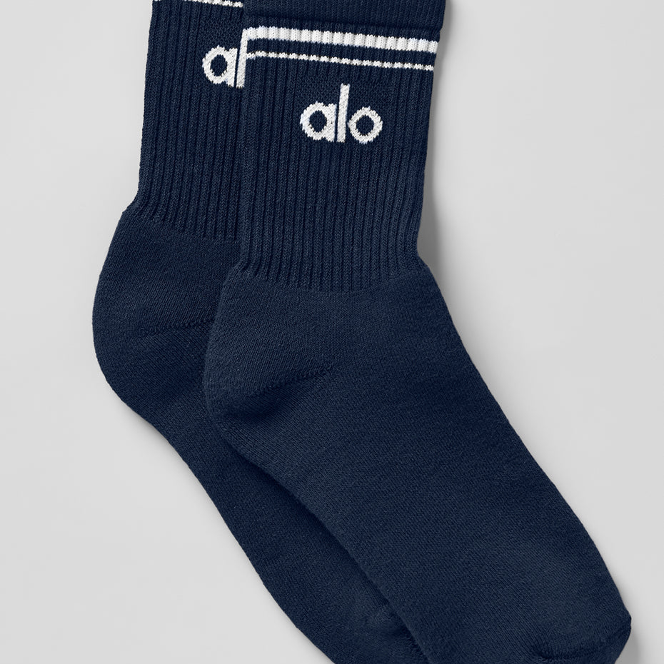 Unisex Half-Crew Throwback Sock - Navy/White