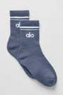 Unisex Half-Crew Throwback Sock - Bluestone/White