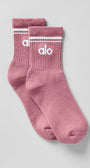 Unisex Half-Crew Throwback Sock - Pink Wild Rose/White