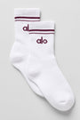 Unisex Half-Crew Throwback Sock - White/Burgundy