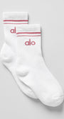 Unisex Half-Crew Throwback Sock - White/Pink Wild Rose