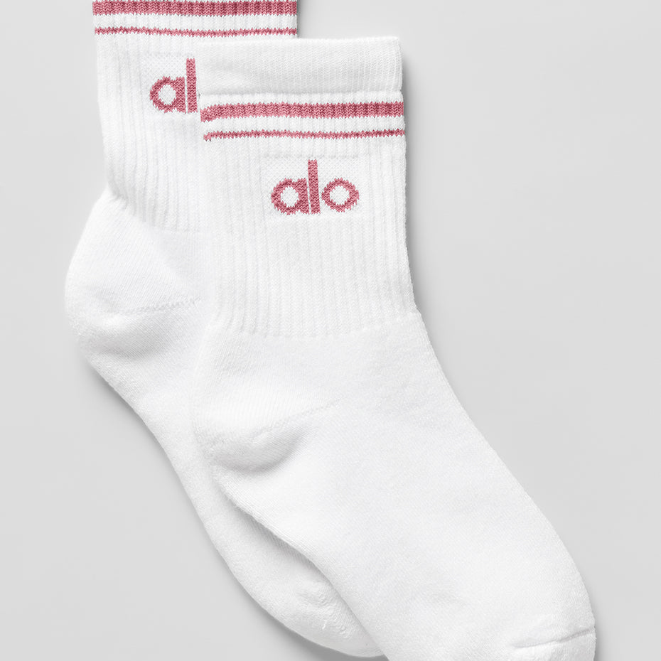 Unisex Half-Crew Throwback Sock - White/Pink Wild Rose