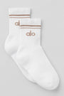 Unisex Half-Crew Throwback Sock - White/Chai Latte