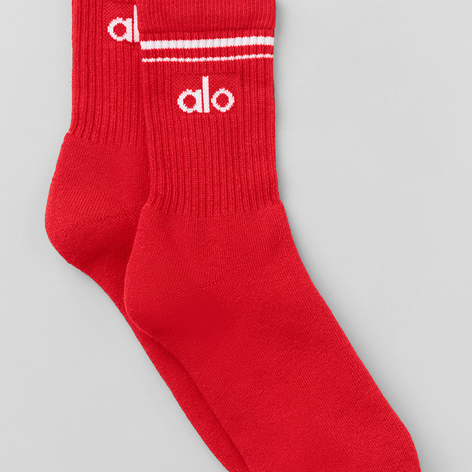 Unisex Half-Crew Throwback Sock - Bright Red/White