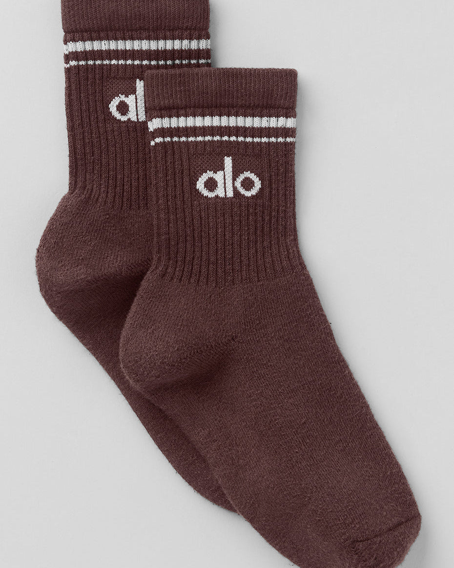 Unisex Half-Crew Throwback Sock - Brownstone/White