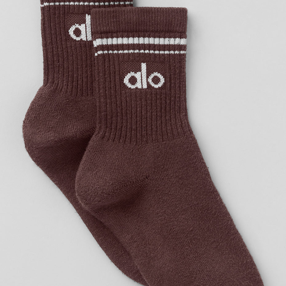 Unisex Half-Crew Throwback Sock - Brownstone/White