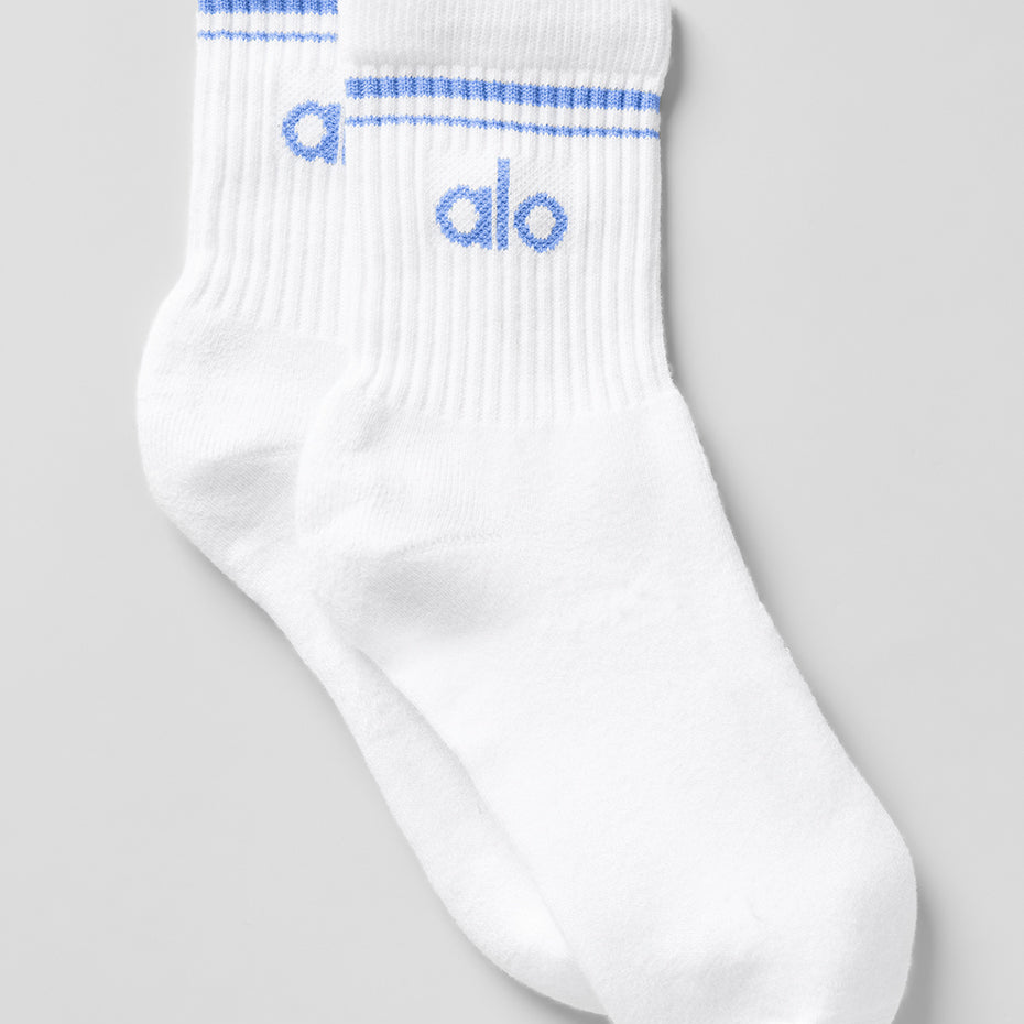 Unisex Half-Crew Throwback Sock - White/Crystal Clear Blue