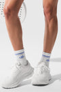 Unisex Half-Crew Throwback Sock - White/Crystal Clear Blue