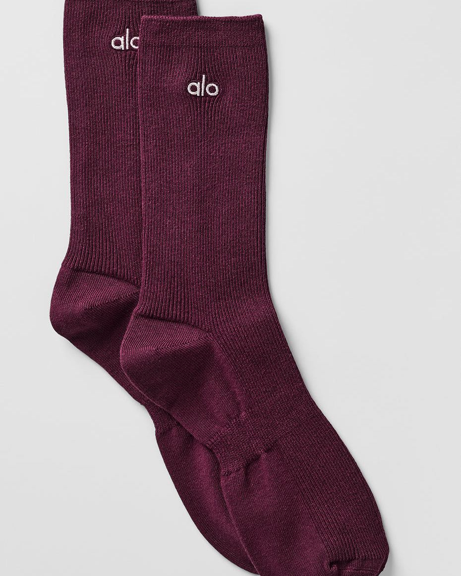 Unisex Half-Crew Understated Sock - Burgundy