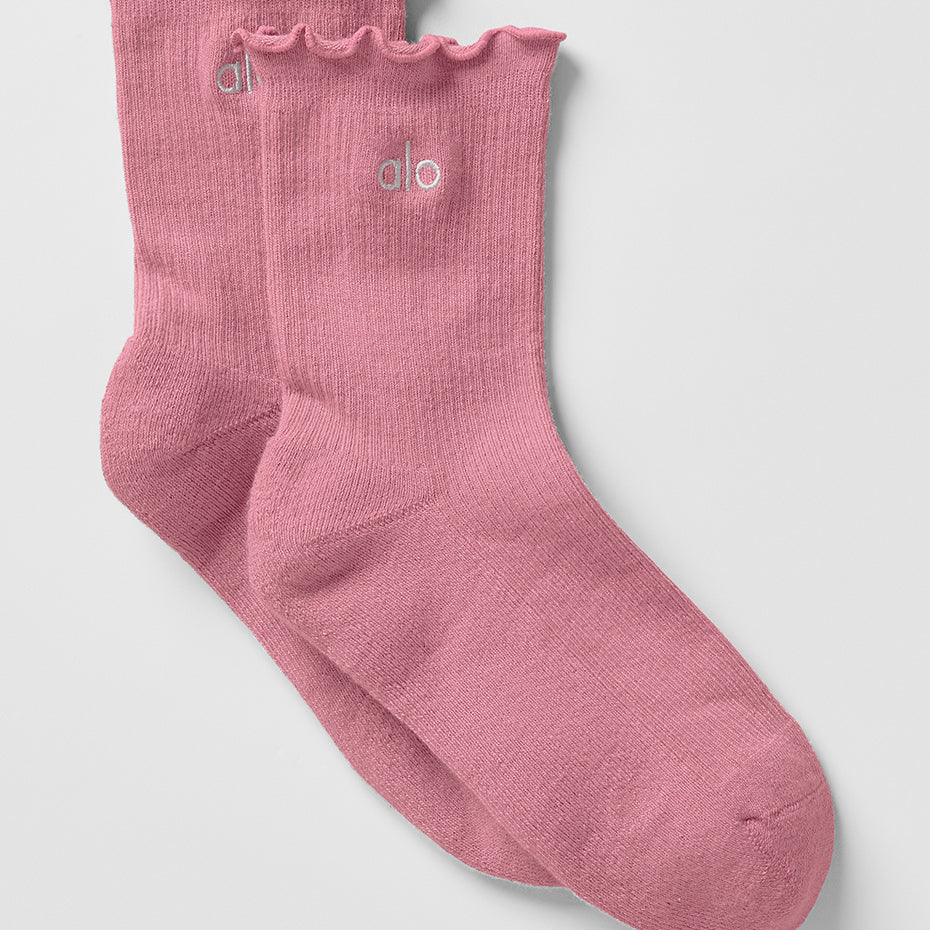 Women's Lettuce Edge Sock - Pink Wild Rose