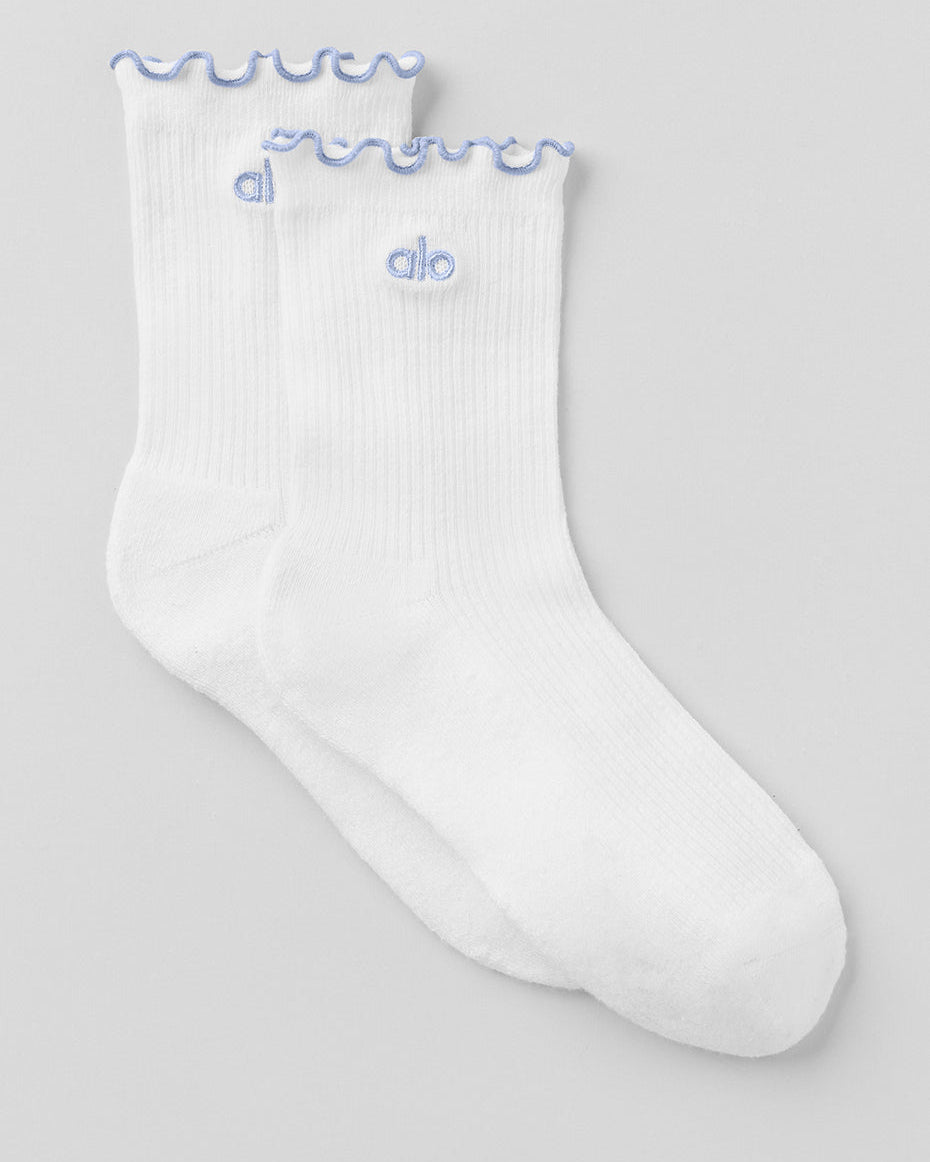 Women's Lettuce Edge Sock - White/Winter Frost