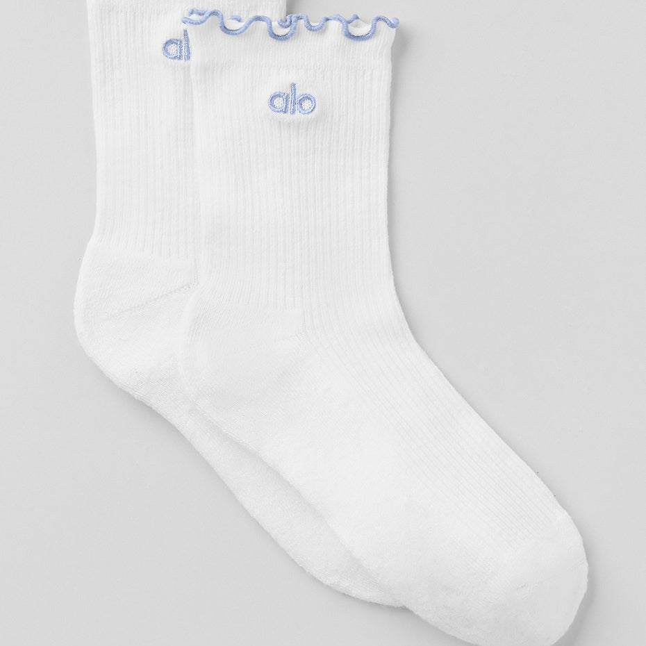 Women's Lettuce Edge Sock - White/Winter Frost