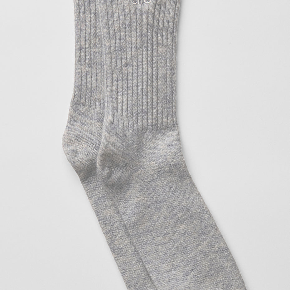 Unisex Wool Cashmere Light Frosted Sock - Light Heather Grey/Ivory