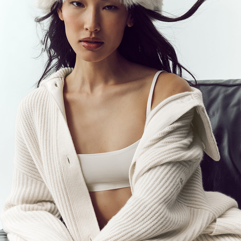 Courchevel Cashmere Faux Fur Beanie - Ivory