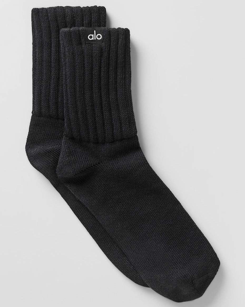 Unisex Half-Crew Scrunch Sock - Black
