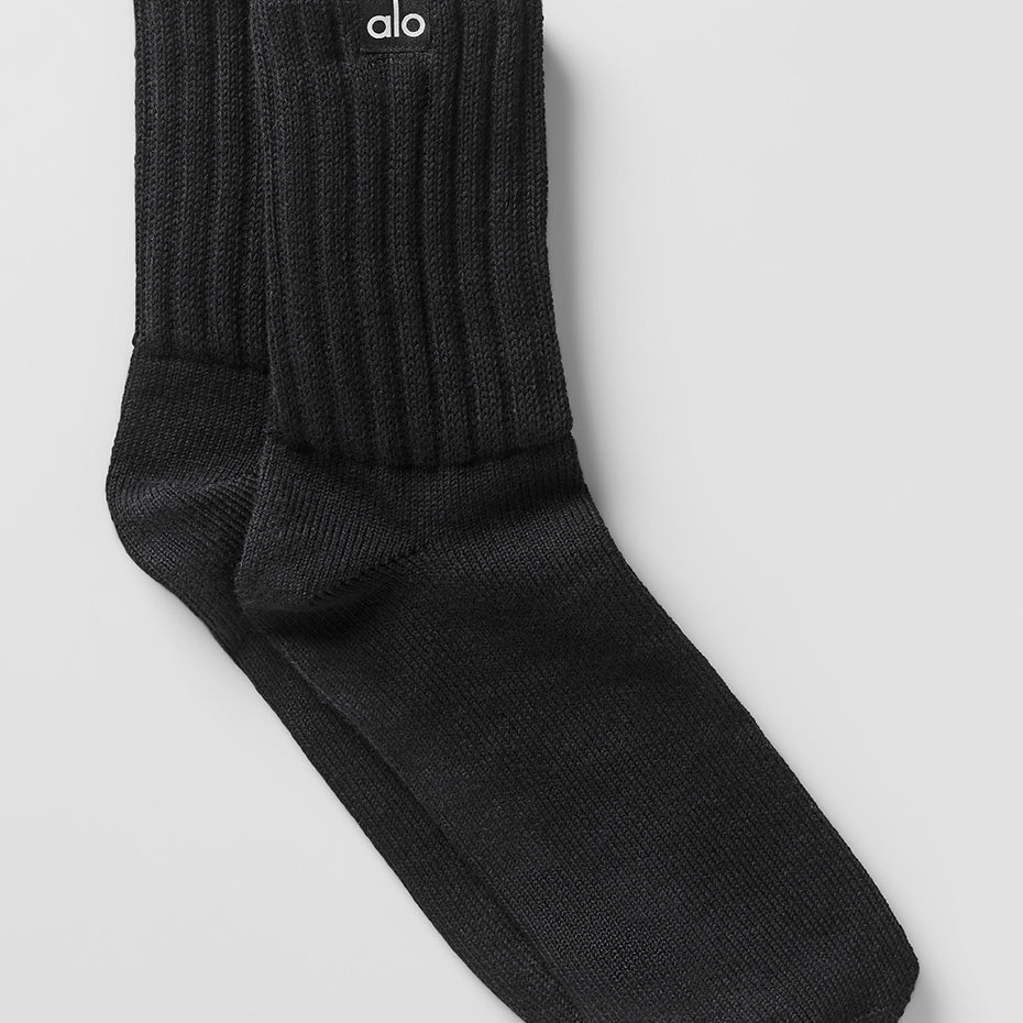 Unisex Half-Crew Scrunch Sock - Black