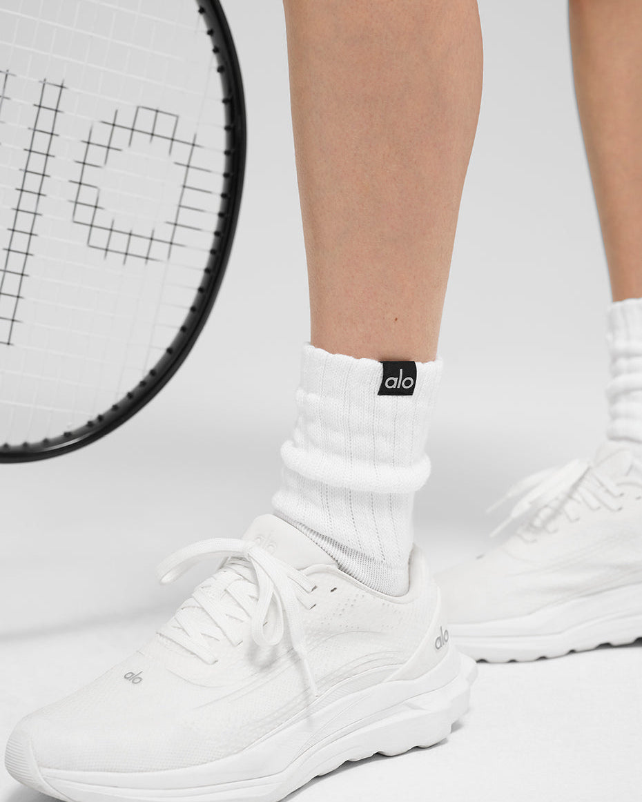 Unisex Half-Crew Scrunch Sock - White