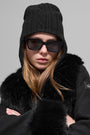 Cable Knit Winter Bliss Earflap Beanie - Black