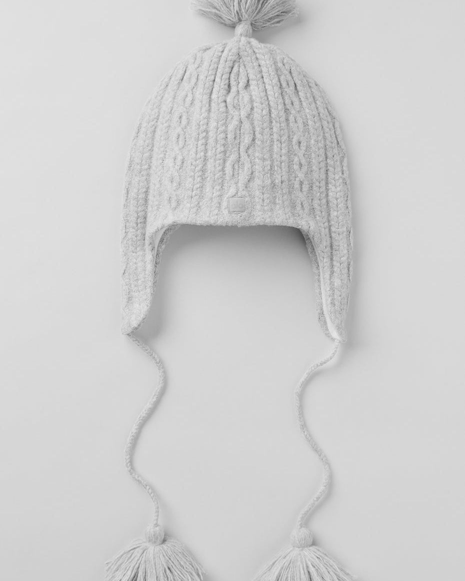 Cable Knit Winter Bliss Earflap Beanie - Athletic Heather Grey