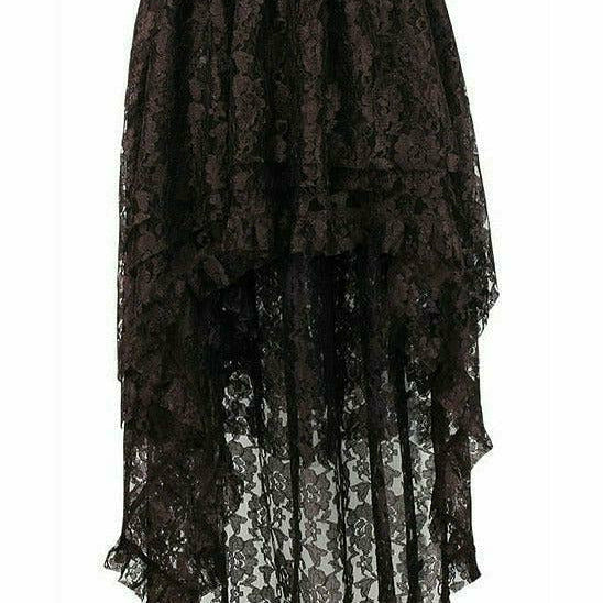 Brown Lace Hi-Low Gothic Skirt