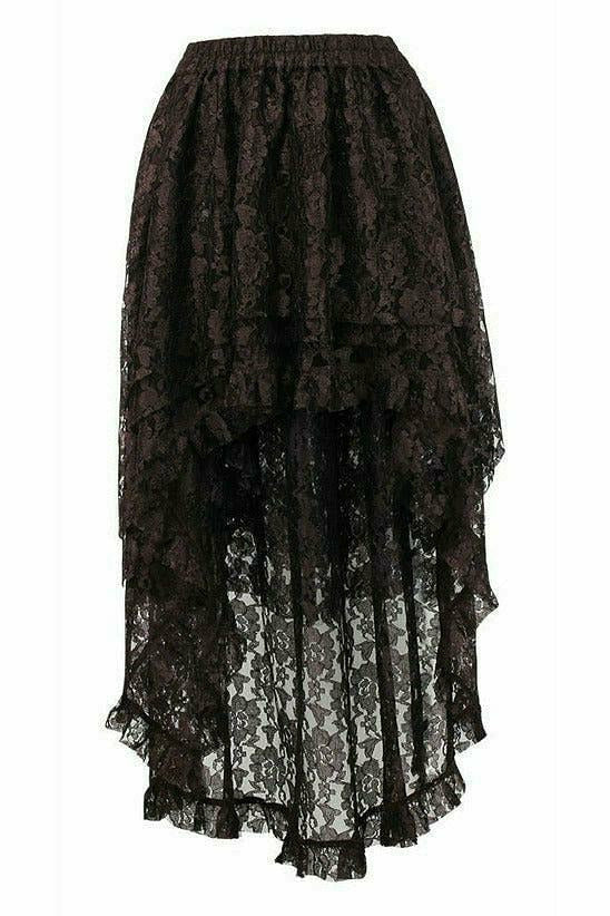 Brown Lace Hi-Low Gothic Skirt