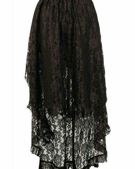 Brown Lace Hi-Low Gothic Skirt