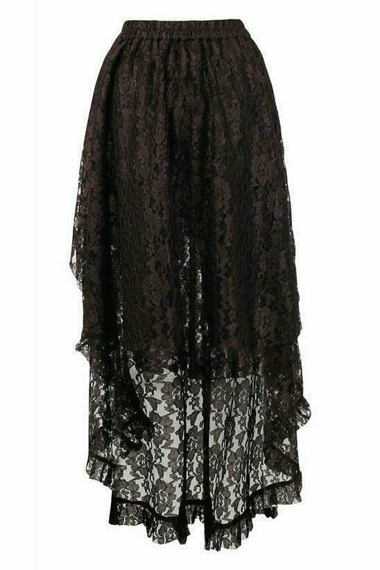 Brown Lace Hi-Low Gothic Skirt