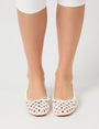 Alundra White Pu Woven Bow Detail Ballet Pump Flats