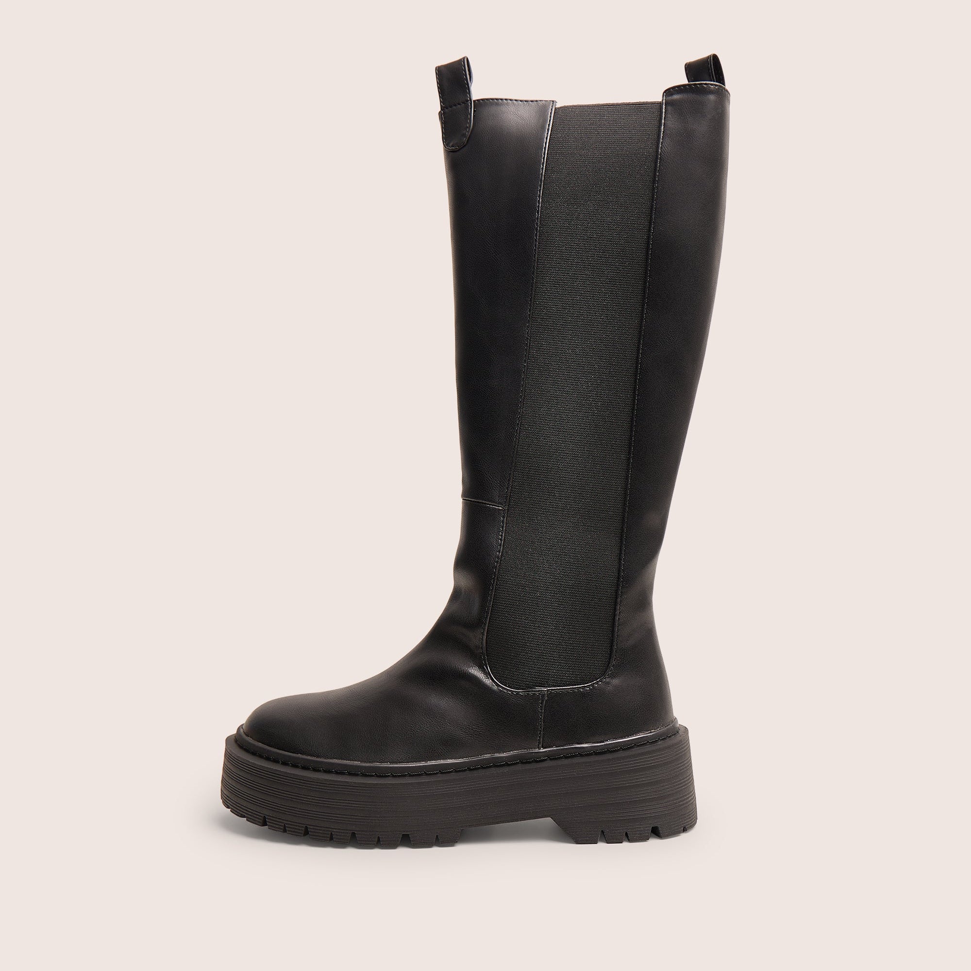 Andi Black Knee high Chunky Sole Boots