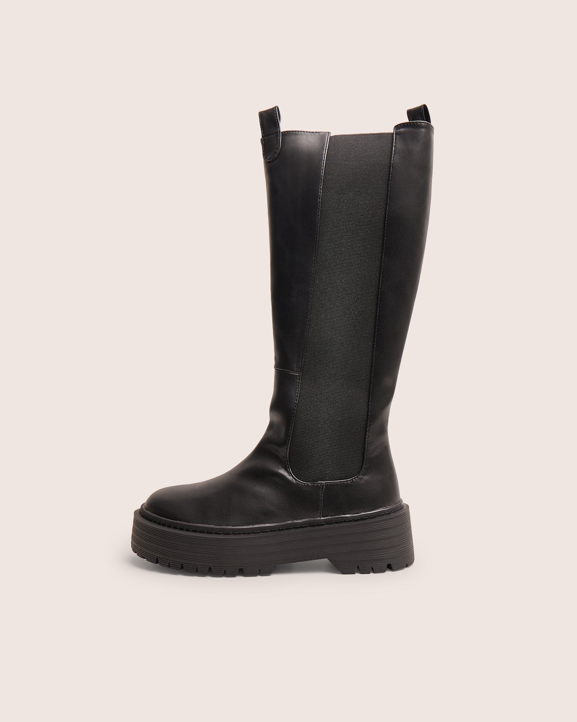 Andi Black Knee high Chunky Sole Boots