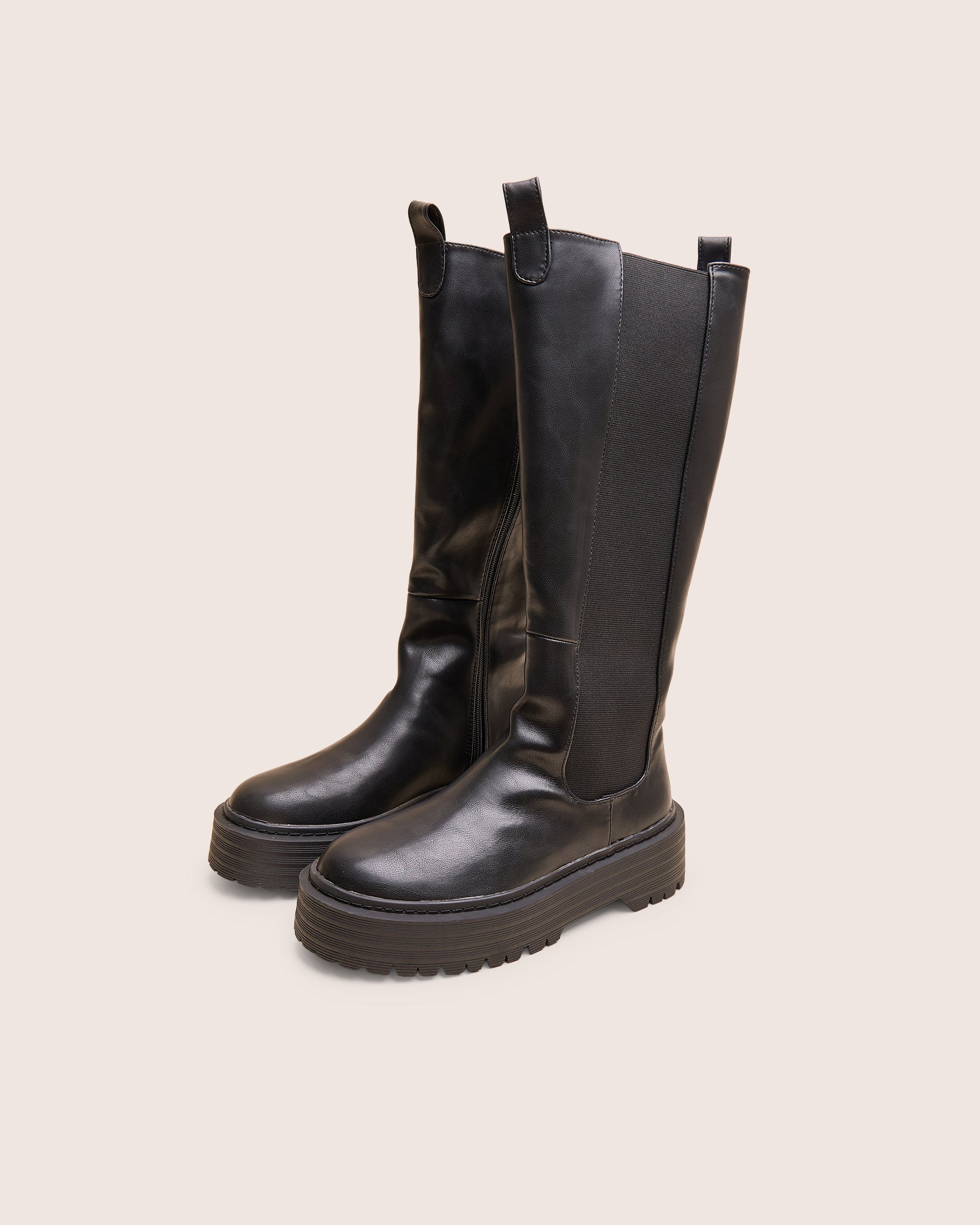 Andi Black Knee high Chunky Sole Boots