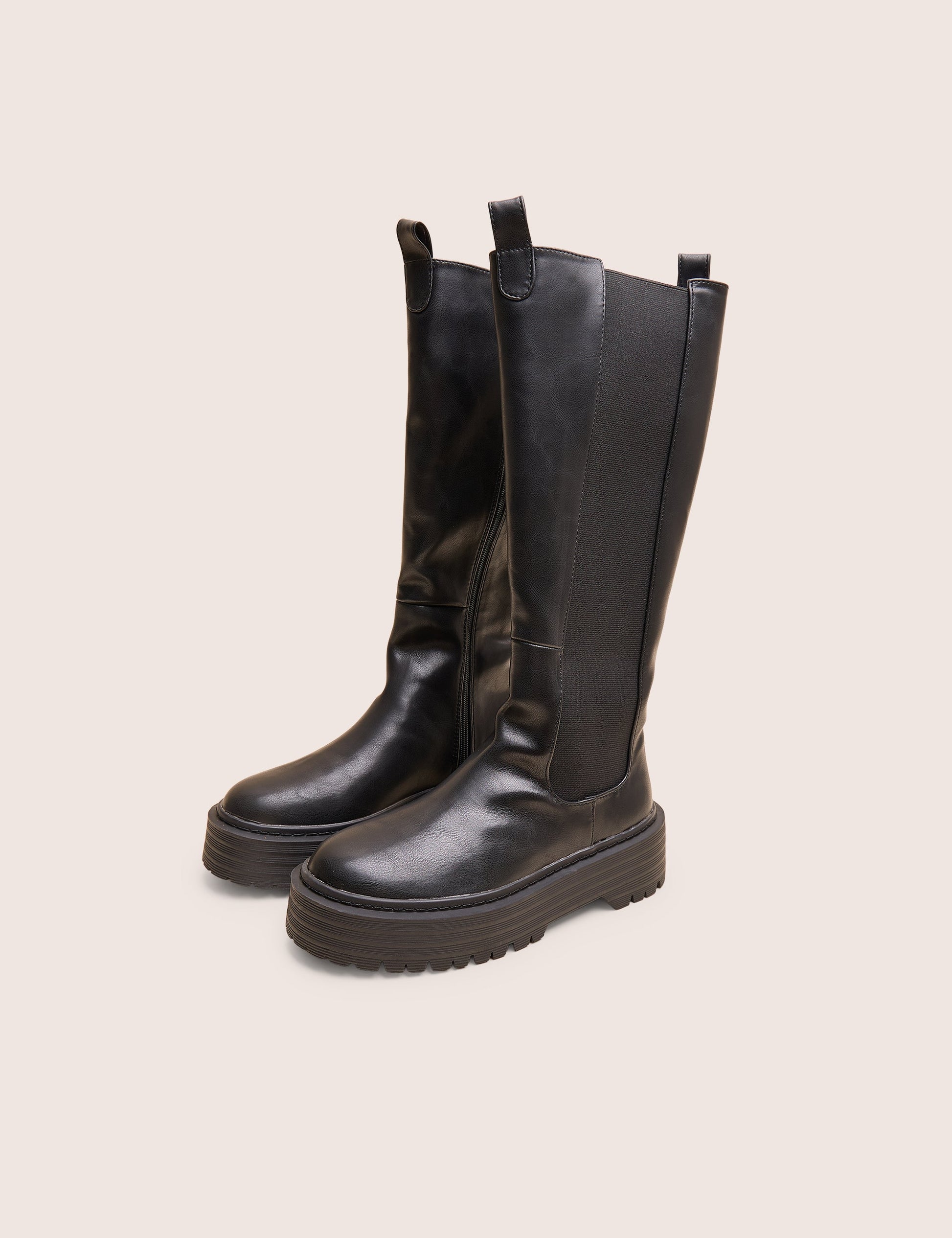 Andi Black Knee high Chunky Sole Boots