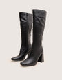 Apology Black Pu Knee High Block Heel Boots