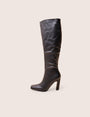 Acquilla Black Knee High Flared Heel Boots