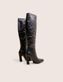 Acquilla Black Knee High Flared Heel Boots